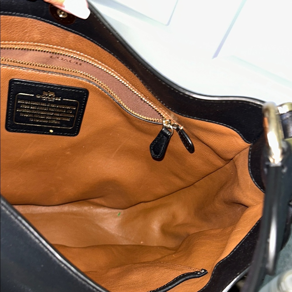 Coach Black Leather Shoulder Hobo Bag - Picture 5 of 11